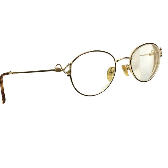 Joan Collins Lace Eyeglasses Frames Round Gold Tortoise Metal 48-19-130 - Picture 3 of 9